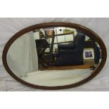 Inlaid mahogany oval wall mirror 73" wide