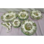 Quantity Spode Byron tableware; six dinner/six salad/six tea plates plus tureen, sauceboat and