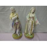 Large pair of porcelain figurines, a lady and a gentleman