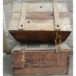 Two advertising wooden trunks 29"w x 14h