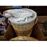 Linen basket and linens