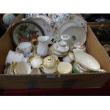 Ceramics to include white and gilt teawares, cabinet plates etc.