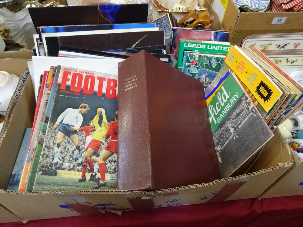 Football magazines, theatre programmes, football programmes, fictional and sporting books etc.