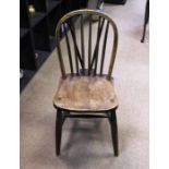 VICTORIAN ELM AND BEECH WINDSOR CHAIR stamped 'J.S.Cox, High Wycombe, Bucks', on turned legs, 94cm