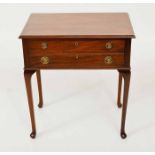 MAHOGANY CANTEEN TABLE with two drawers on cabriole legs, part Old English pattern Walker and Hall