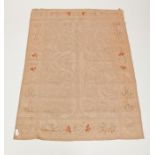 FRENCH AUBUSSON STYLE RUG with floral design on a fawn ground, 201cm long, 141cm wide