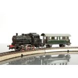 MARKLIN MODEL RAILWAY SET  circa 1959 with a transformer, coaches, trucks, vans, tanker wagons,