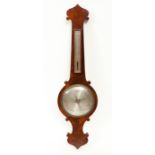 VICTORIAN MAHOGANY WHEEL BAROMETER with silvered indicator dial, 95cm high