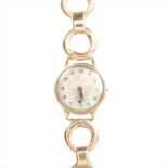 LADY'S MID TWENTIETH CENTURY GIRARD PERREGAUX WRIST WATCH the round white dial with Arabic