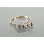 VICTORIAN DIAMOND FIVE STONE RING set with five old cut diamonds totalling approximately 0.50