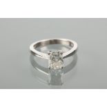 DIAMOND SOLITAIRE RING the radiant cut diamond approximately 1.57 carats, in eighteen carat white