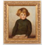 HARRINGTON MANN (SCOTTISH 1864 - 1937), PORTRAIT OF A YOUNG GIRL IN GREEN oil on canvas, signed (