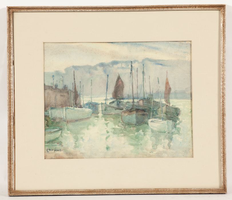 * VIOLET MCDOUGAL (SCOTTISH 20TH CENTURY), HARBOURSIDE and MOUNTAIN PATH each watercolour on - Image 2 of 2