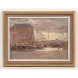 * DAVID MACBETH SUTHERLAND RSA (SCOTTISH 1883 - 1973), SCOTTISH HARBOUR oil on panel, signed 24cm