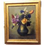 * ARCHIBALD GEORGE BARNES (BRITISH 1887 - 1972),  FLOWER PIECE  oil on canvas, signed  34cm x