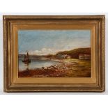 SCOTTISH SCHOOL (LATE 19TH CENTURY), A SCOTTISH FISHING VILLAGE oil on canvas 36cm x 54cm Framed