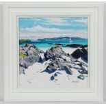 FRANK COLCLOUGH, BEN MORE FROM IONA oil on board, signed, signed and titled verso 51cm x 51cm Framed