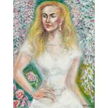 HUGH GERARD BYARS, LADY IN WHITE oil on canvas, signed and dated '14 80cm x 60cm Unframed