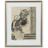 * DAVID M MARTIN RSW RGI, TWO SUNFLOWERS monotype print, signed and dated '79 74cm x 55cm