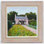 FRANK COLCLOUGH, FLOWER POWER - CULZEAN oil on board, signed, signed and titled verso 51cm x 51cm