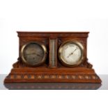 LATE VICTORIAN CARVED OAK CLOCK AND BARO