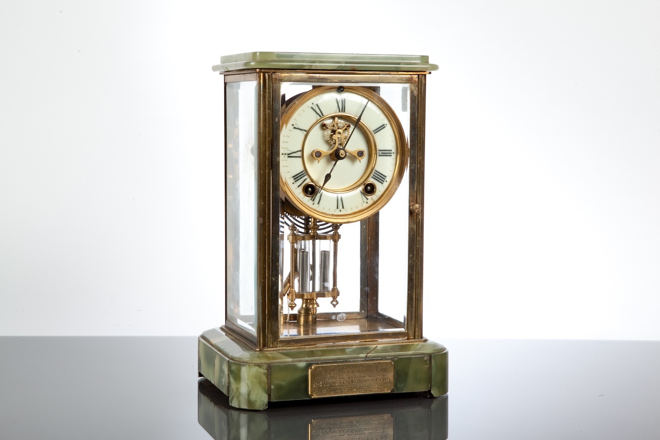 EARLY 20TH CENTURY ONYX FOUR-GLASS CLOCK