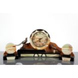 ART DECO SLATE AND ONYX MANTLE CLOCK GAR