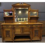 VICTORIAN CARVED OAK MIRRORED SIDEBOARD