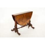 VICTORIAN FIGURED WALNUT SUTHERLAND TABL