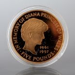 DIANA GOLD PROOF FIVE POUND MEMORIAL COI