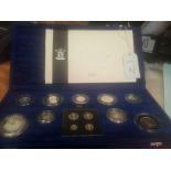 UNITED KINGDOM MILLENNIUM SILVER COIN COLLECTION thirteen silver proof coin collection commemorating