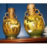 PAIR OF DECORATIVE TWO HANDLED VASES