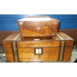 MOTHER OF PEARL INLAID TEA CADDY AND A W