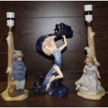 TWO NAO FIGURAL LAMPS AND A WEDGEWOOD FI