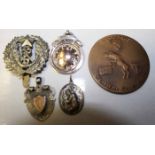 TWO SILVER MEDALS AND OTHER COLLECTABLES