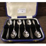 CASED SET OF SIX SILVER COFFEE SPOONS