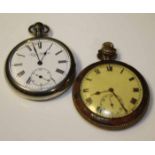 NIRVANA WATCH COMPANY SILVER PLATED POCKET WATCH and another pocket watch, poor condition