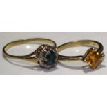 TWO NINE CARAT GOLD GEM SET RINGS