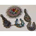 GROUP OF ITALIAN MINIATURE MOSAIC BROOCH