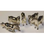 FIVE SILVER HORSE FIGURES