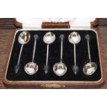 CASED SET OF SIX SILVER COFFEE SPOONS
Birmingham hallmarks, with coffee bean finials, each 9.