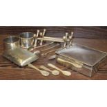 SELECTION OF SILVER ITEMS
including a silver box, cigaette case, two napkin rings,