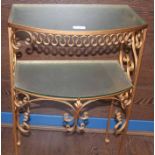 BRASS TWO TIER GLAZED HALL TABLE