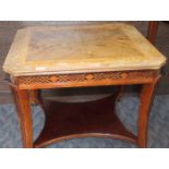 SQUARE OCCASIONAL TABLE 
with lattice border, on four square tapered legs,