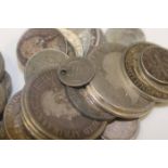 COLLECTION OF BRITISH AND AMERICAN SILVER COINS 605gms approximately