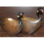 PAIR OF CARVED WOODEN CRESTED GUINEA FOWL
by Feathers of Knysna.