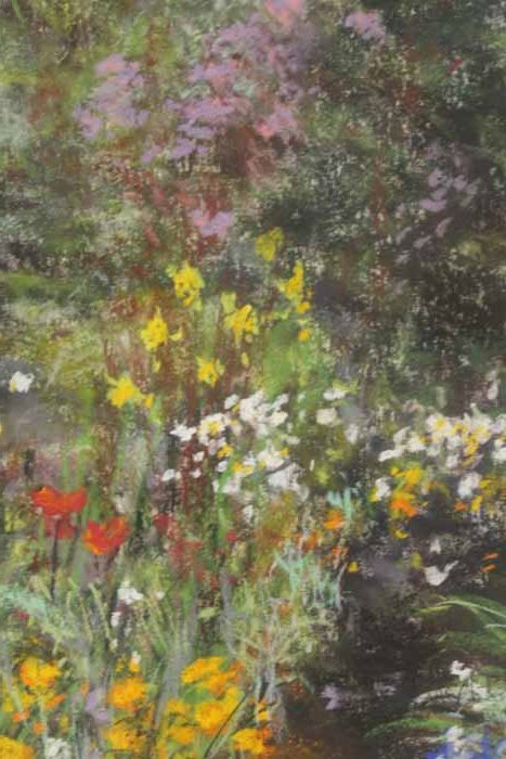 ANDREW MCCLINTOCK (SCOTTISH LATE 20TH CENTURY SCHOOL),
ARTISTS GARDEN III
pastel on paper,