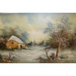 J DUMOND (CONTINENTAL 20TH CENTURY SCHOOL),
SNOWY WOODLAND
oil on canvas,