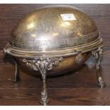 VICTORIAN SILVER PLATED REVOLVING DOME BREAKFAST ENTREE SERVING DISH