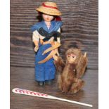 EARLY TO MID 20TH CENTURY MINIATURE SCHUCO MONKEY
along with a mid 20th century Nigerian figure of